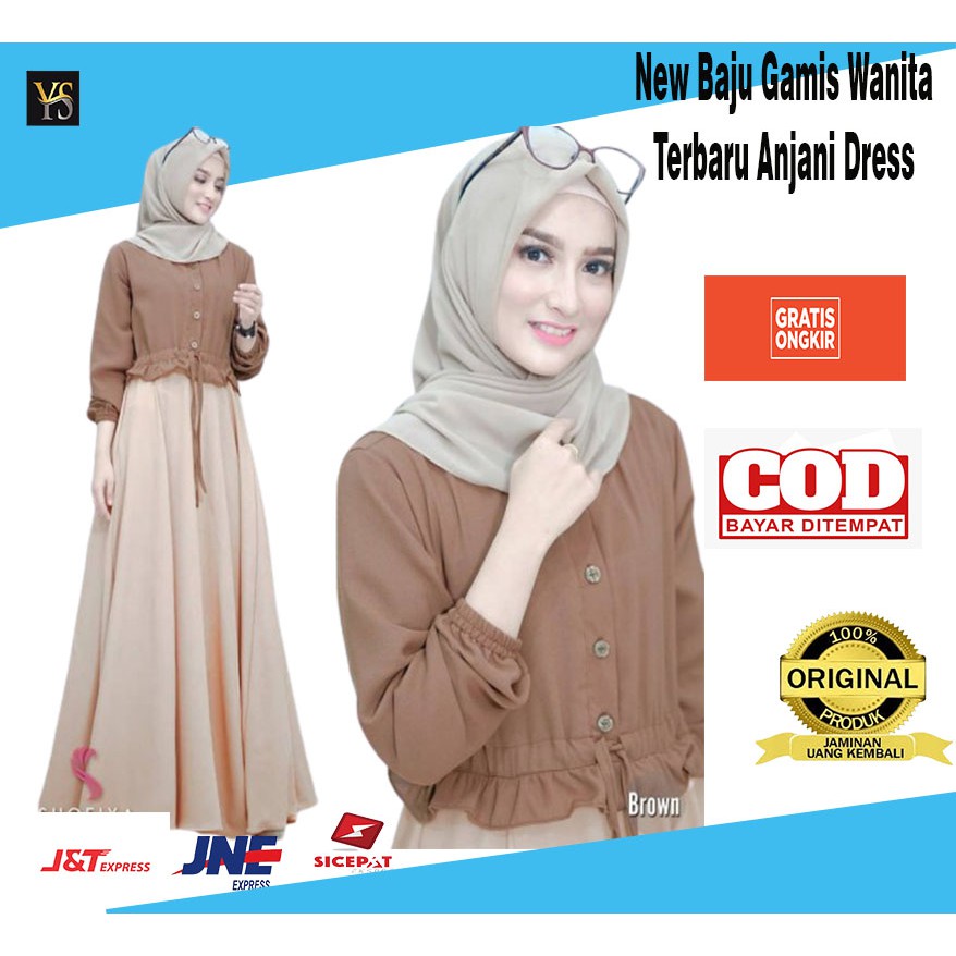 BAJU GAMIS WANITA REMAJA TERBARU MURAH FASHION MUSLIM Anjani Dress COD