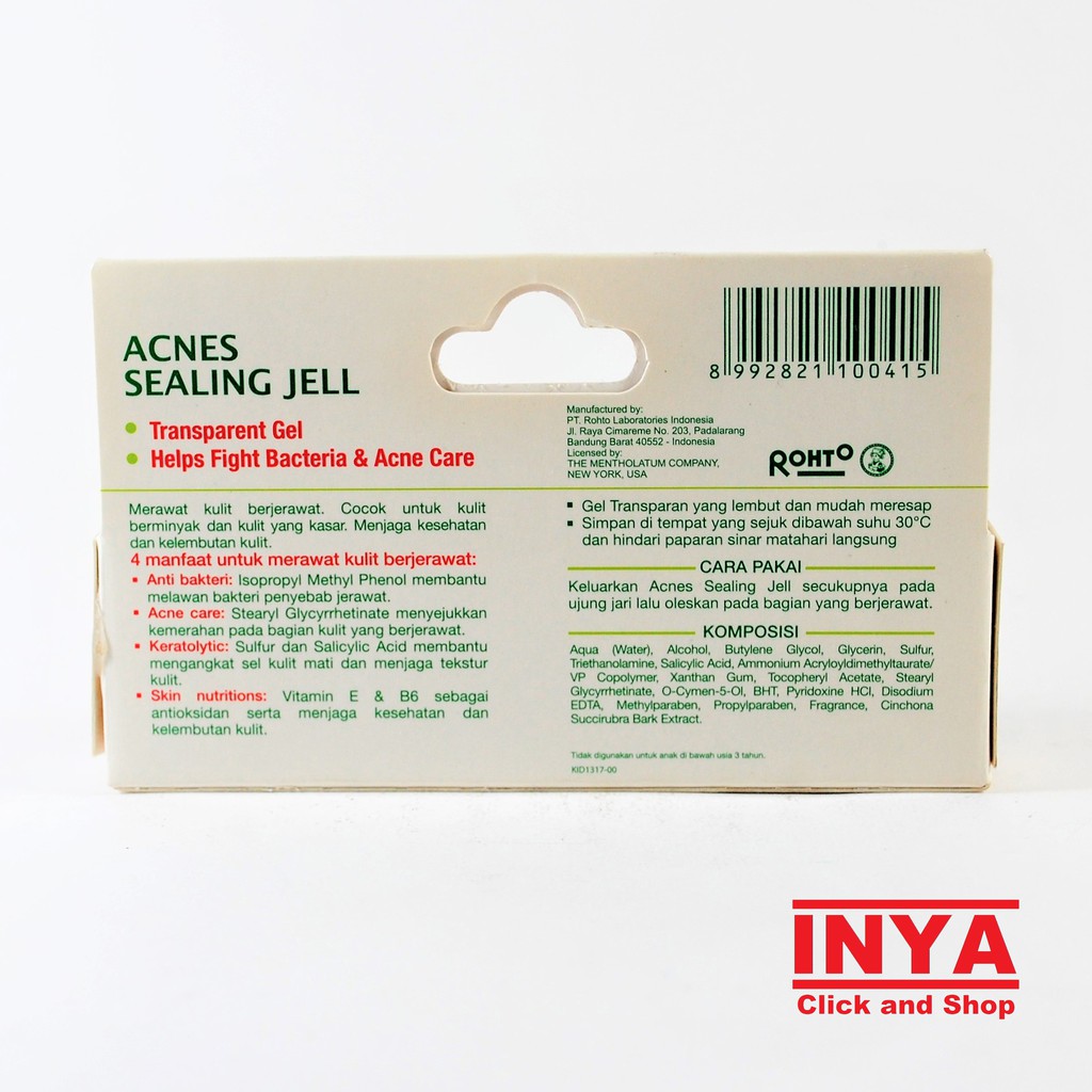 Obat Jerawat MENTHOLATUM USA ACNES SEALING JELL 9gr - ACNES TREATMENT SERIES