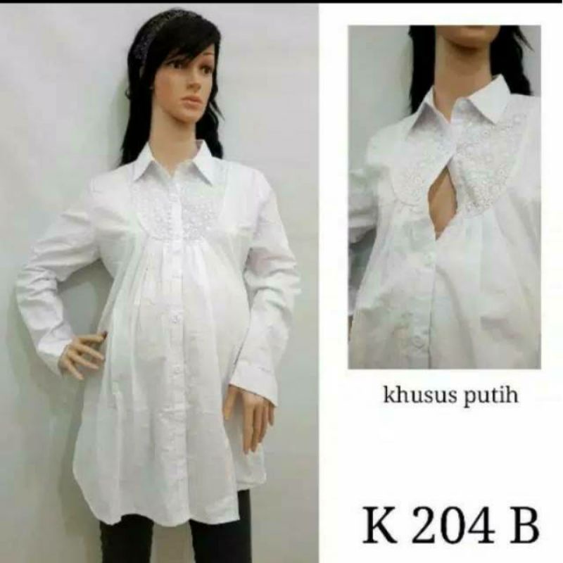 baju hamil putih.kemeja hamil kerja