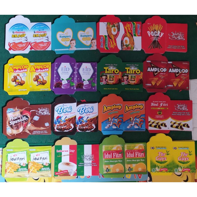 

AMPLOP LEBARAN MOTIF SNACK UNIK SIZE MEDIUM 7X12CM UANG LIPAT 1X ISI 10PCS