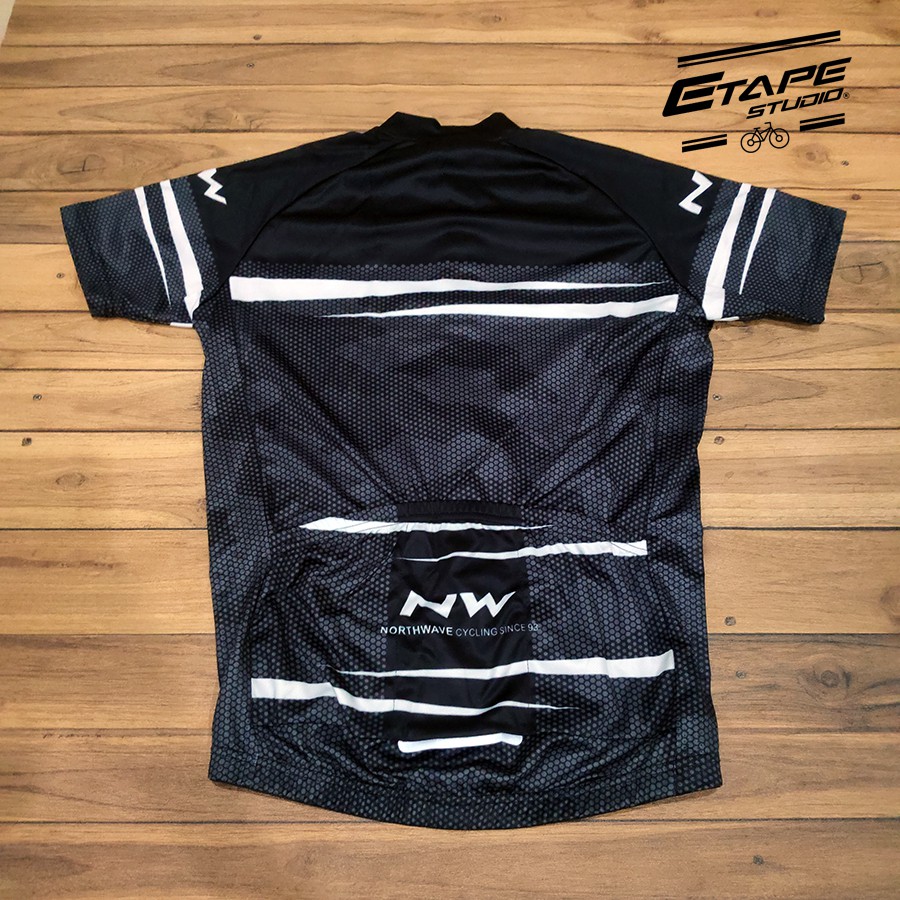 Jersey Road Bike North Wave Black Grey White line Import