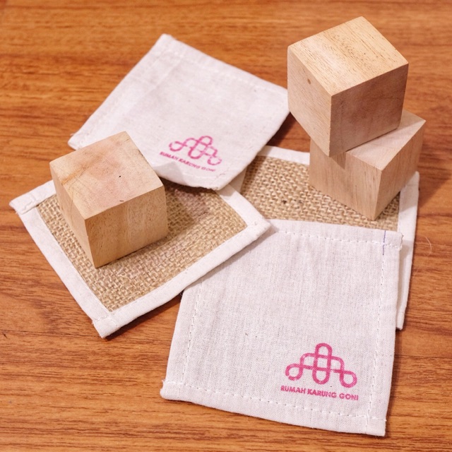 Tatakan Gelas Aesthetic 10x10cm 4pcs Burlap Cup Holder - Tatakan Gelas Goni - Alas Goni Plus Blacu - Tatakan Vas Bunga