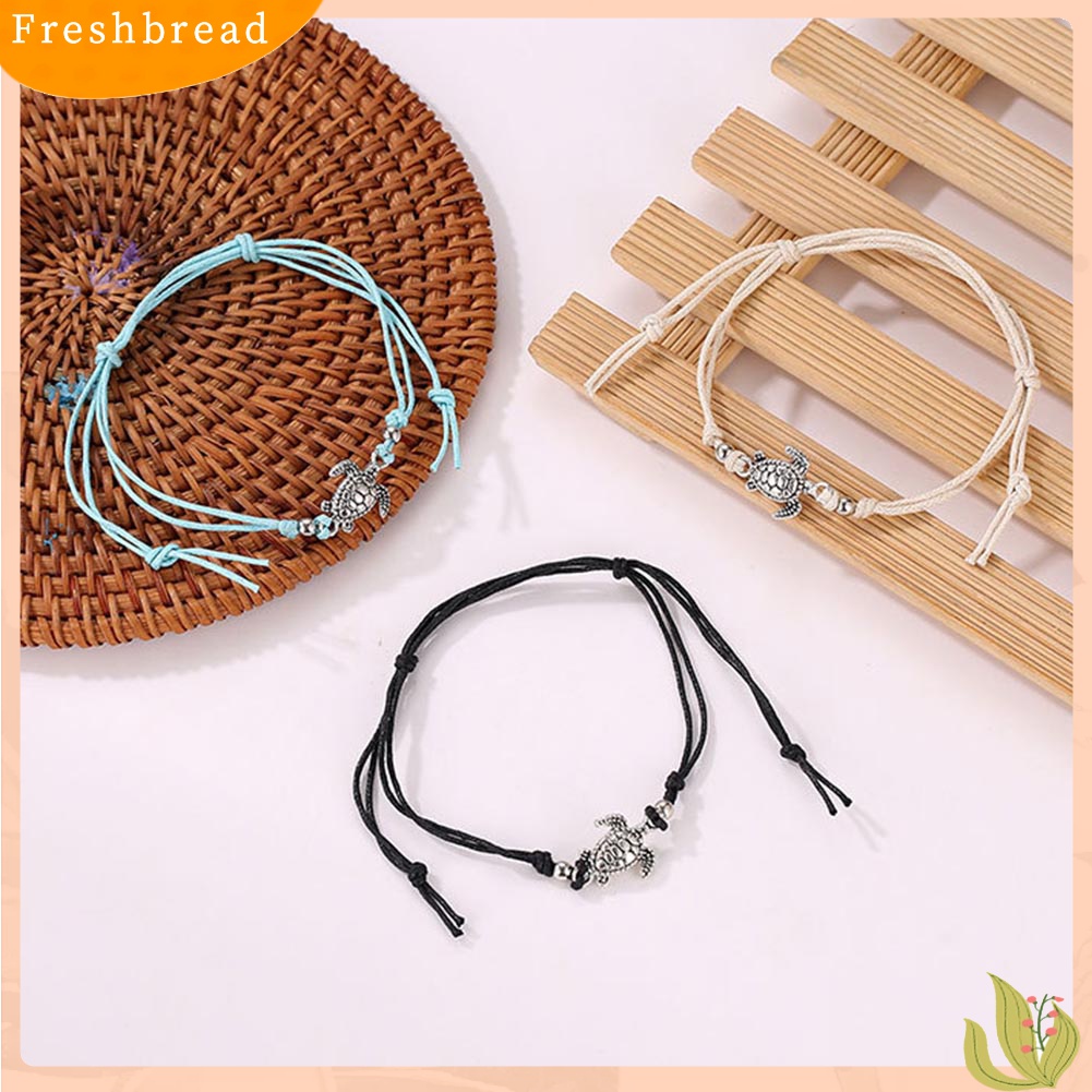 Terlaris Vintage Turtle Charm Handmade Woven Ankle Bracelet Anklet Women Beach Jewelry