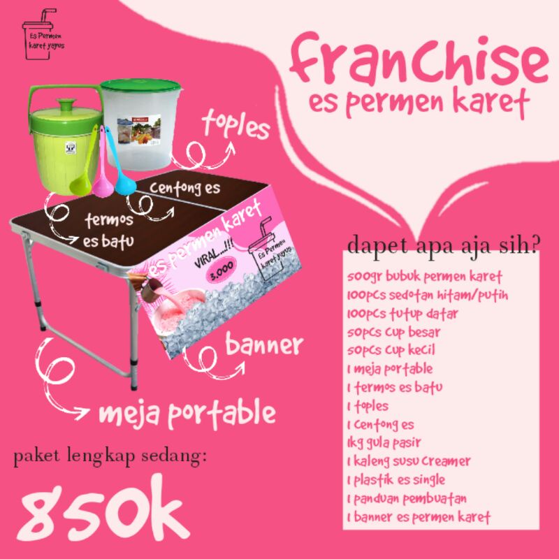 

FRANCHISE ES PERMEN KARET VIRAL!!! paket lengkap sedang