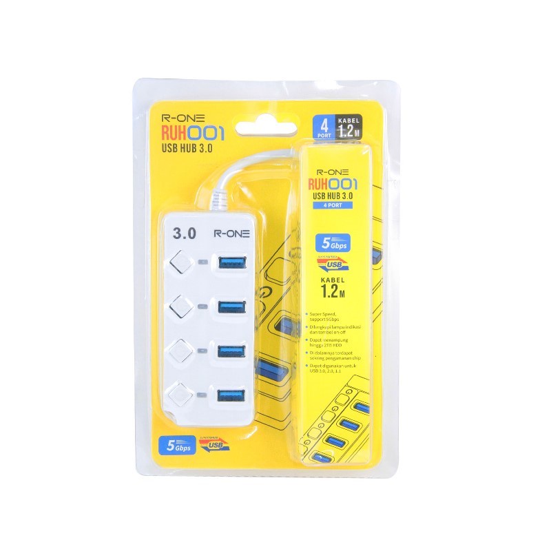 USB HUB 4 PORT R-ONE RUH001 3.0 - ADAPTOR PORTABLE USB R-ONE 3.0 MURAH