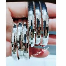 (COD)Gelang tangan Bangkok perak asli 925 remaja &amp; dewasa diameter 6 cm model ukir kilau/Silver 925 lapisan emas putih murni!!!