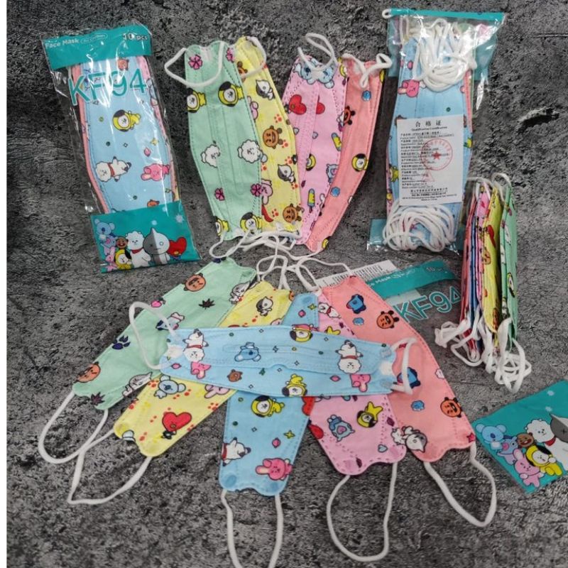 (ECER) MASKER KOREA KF94 ANAK / MASKER KF94 ANAK MOTIF / MASKER KF94 ANAK BTS MURAH