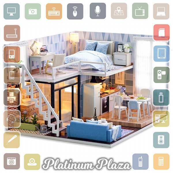 CUTE ROOM Miniatur Rumah Boneka DIY Doll House Wooden Furniture - L023`1NY73Z-