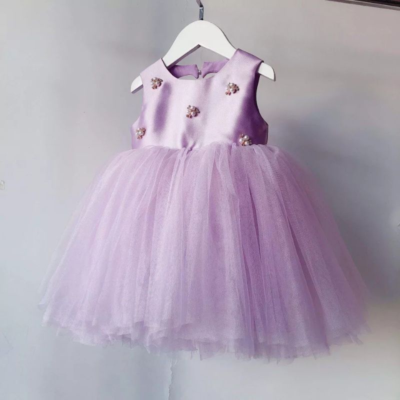 GAUN LILAC UNGU DRESS PESTA ULANG TAHUN BAYI PEREMPUAN TUTU ROK TILE ANAK PEREMPUAN GAUN PESTA ANAK 