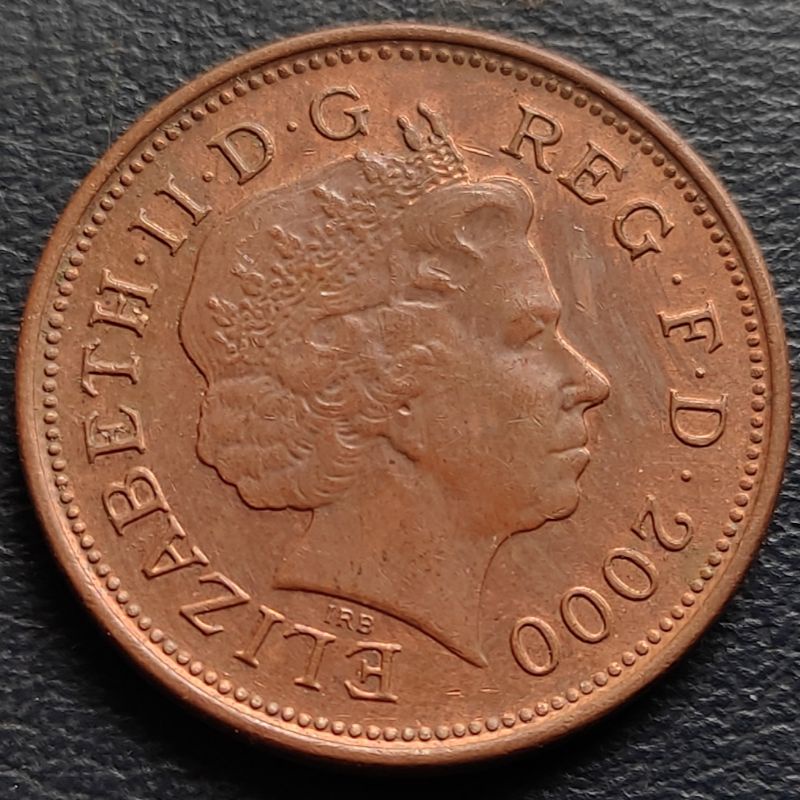 Uang Koin Kuno Lama 2 Pence Inggris Tahun Campur