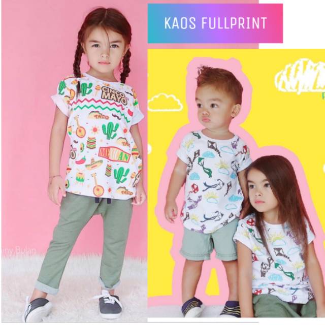 KAOS ANAK MURAH FULL PRINTED TEE / GROSIR ECER KAOS