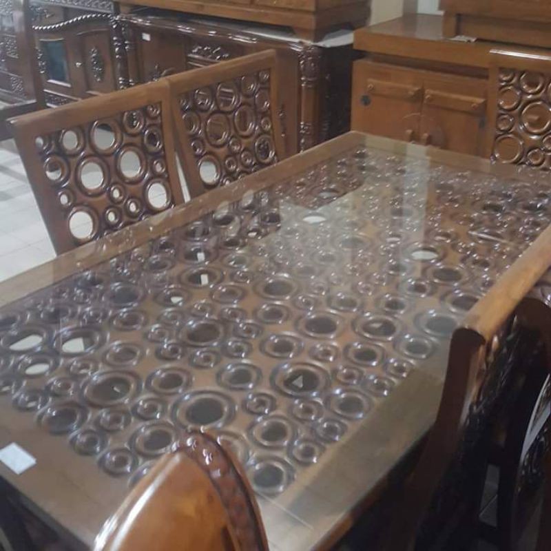 set kursi makan lubang/set kursi makan unik/set kursi makan jepara