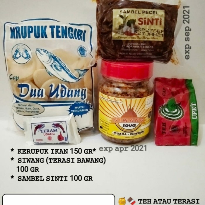 

MURAH PAKET HEMAT Kerupuk ikan tengiri siwang terasi bawang sambel sinti