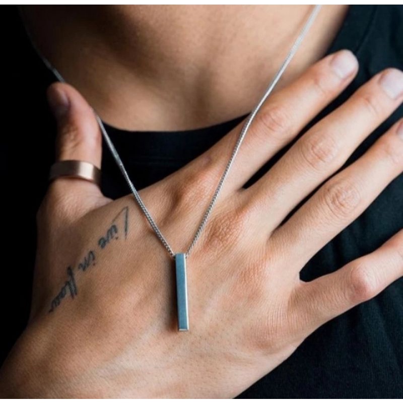 KALUNG TITANIUM PRIA WANITA MODEL ROLO BANDUL BALOK ANTILUNTUR/KALUNG PRIA LIONTIN BALOK ANTI KARAT/