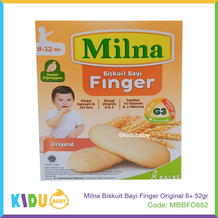 Milna Biskuit Bayi Finger Original 52gr Biskuit Bayi Cemilan Anak 8 bulan keatas  Kidu Baby