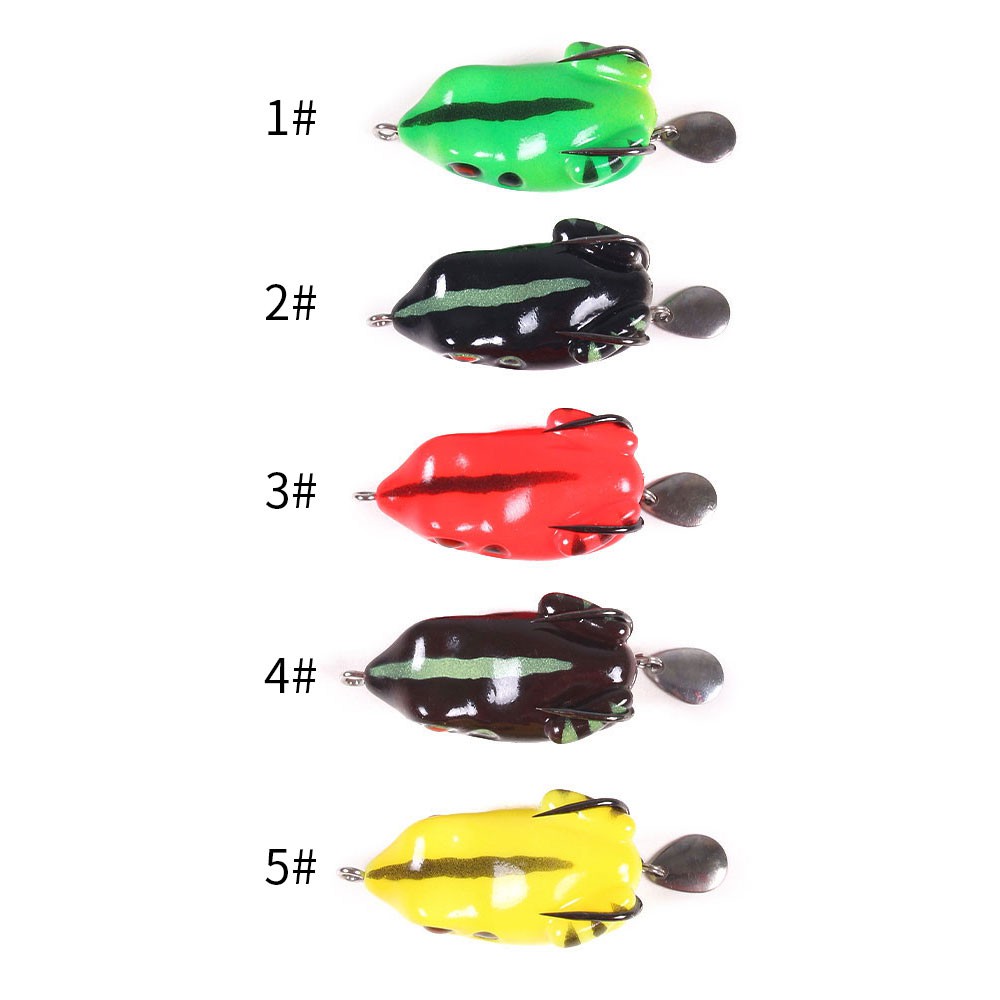 HENGJIA 1PCS Umpan Pancing Bentuk Katak Lunak 5.5cm dengan Sendok Soft Frog Bentuk Katak Fishing Lure