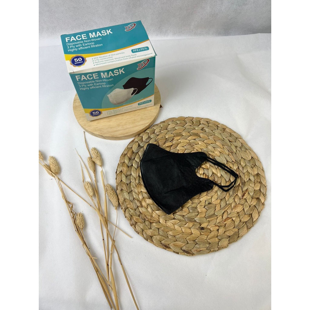 Masker Duckbill FM 3 ply Murah Box Isi 50 pcs Hitam Putih Warna Local Import