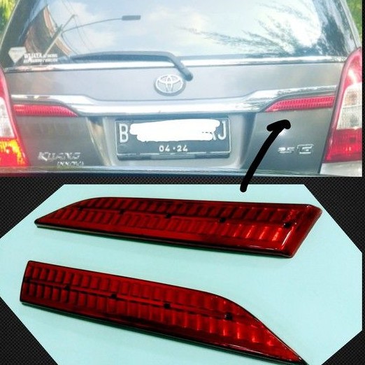 reflektor + trundlite pintu bagasi belakang toyota model grand new Innova 2004 sd 2015 barong upgrade 2005 2006 2007 2008 2009 2010 2011 2012 2013 2014 inova model ganti copot hitam metalik doff silver abu putih chrome crome