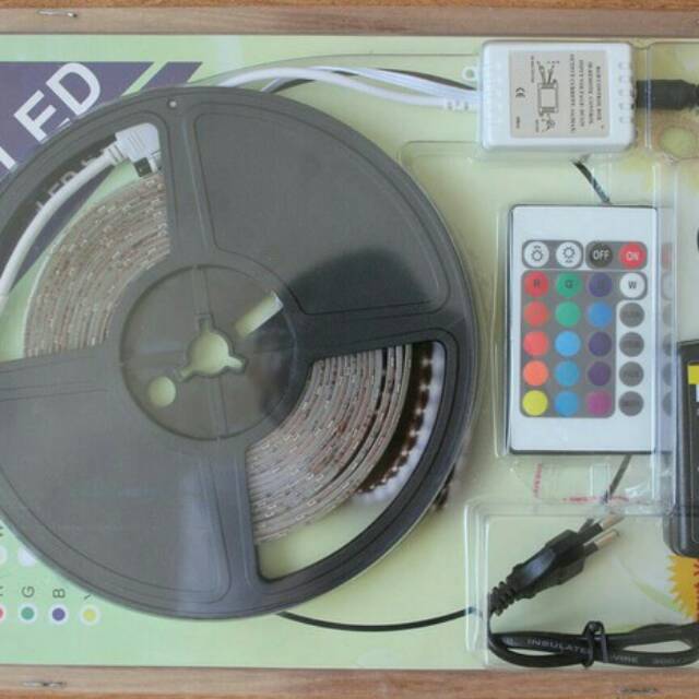 Lampu Led Strip RGB (Red Green Blue) + Adaptor+Remote 5 Meter