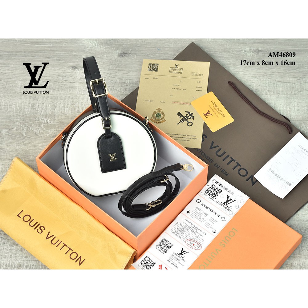 SUPPLIER TAS BRANDED Tas LV Petite Boite Chapeau Leather HITAM - PUTIH Semi Premium AM46809