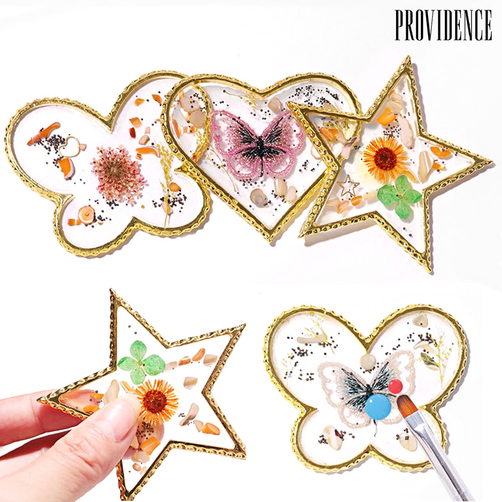 Providence Nail Art Palette Polished Golden Color Edge Resin Portable Nail Color Mix Plate for Home