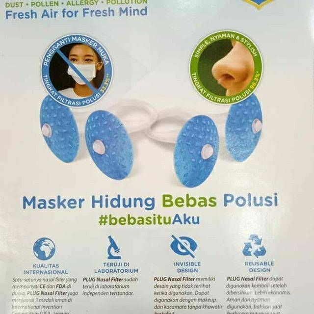 ( isi 2) PLUG NASAL FILTER Masker hidung bebas polusi tanpa ribet