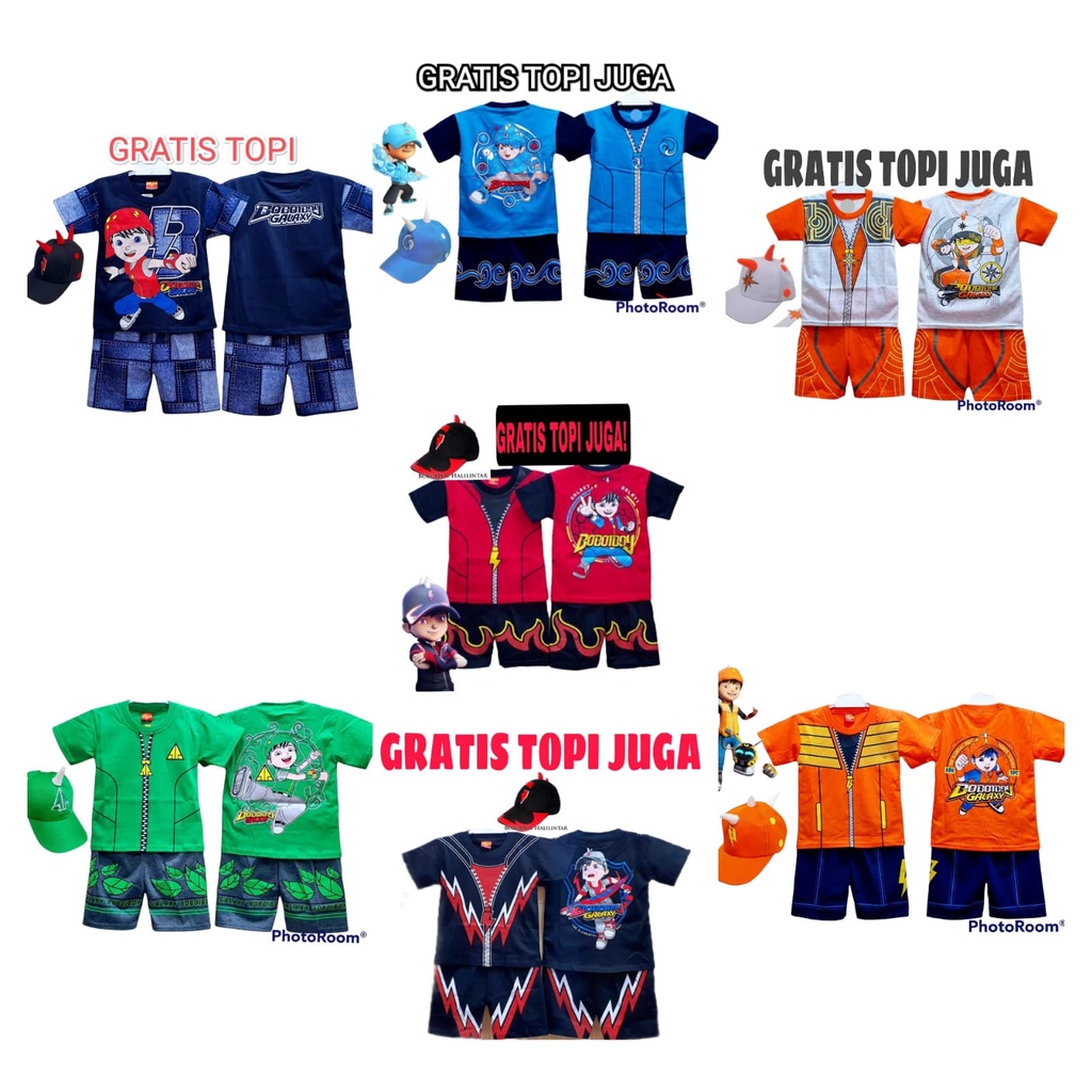 setelan baju anak boboiboy biru boboiboy solar putih boboiboy api halilintar boboiboy galaxy dapat g