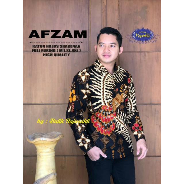 AFZAM Kemeja Batik Pria Katun Sragenan Full Furing
