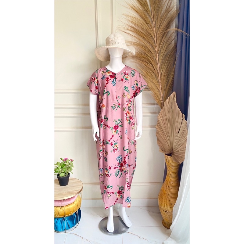 daster rayon jumbo XL LD 120cm floral pink