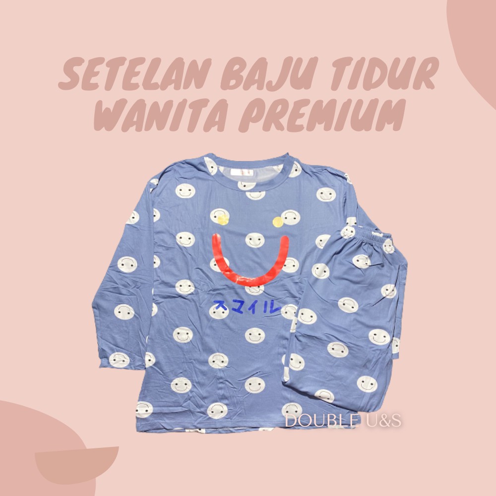 Setelan Baju Tidur Wanita / Piyama PREMIUM Panjang PP Smile Japan