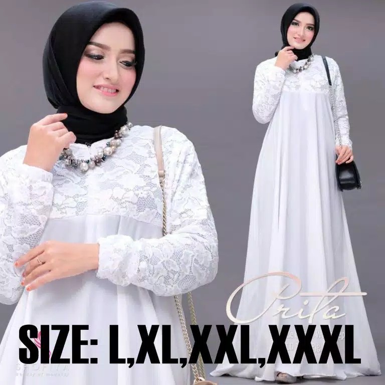 Gamis Putih Wanita Kekinian Gamis Terbaru  gamis putih jumbo Gamis Remaja Brukat Gamis Jumbo Kondang