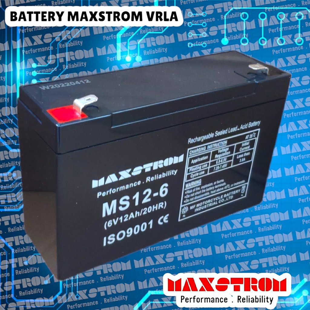 MAXSTROM 6 VOLT 12 AMPER MOTOR MOBIL MAINAN AKI ANAK PMB PLIKO PROTAGE SKUTER MICKEY SCOOPY NMAX VES