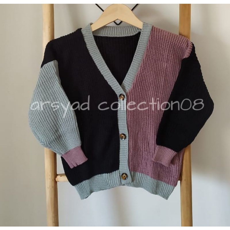 CARDIGAN RAJUT ANAK TWIST |OUTER OUTWEAR KNIT MIX WARNA COMBINE