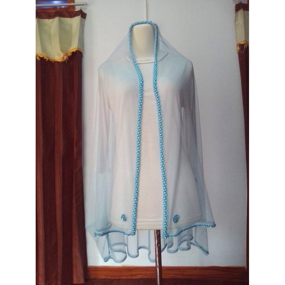 Kerudung Ibu Besan biru muda / kerudung Ibu Mertua/ veil pengantin Kerudung Pengantin aksesoris peng