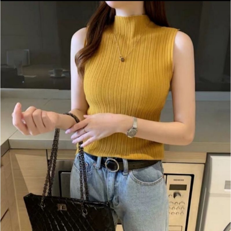 DC_Inner Rajut Maya Knit Tangktop_Atasan Rajut Wnita_Baju Rajut Knit Premium Tebal/Presbody_Korean style Atasan Wanita Korea BB35-55kg