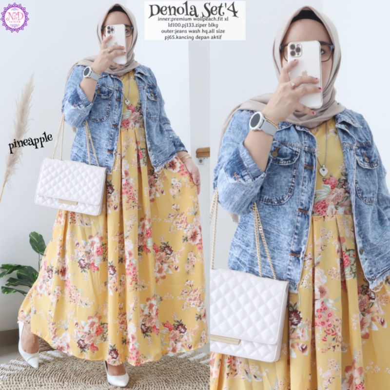 baju set wanita, rompi jeans dan dress bahan katun adem