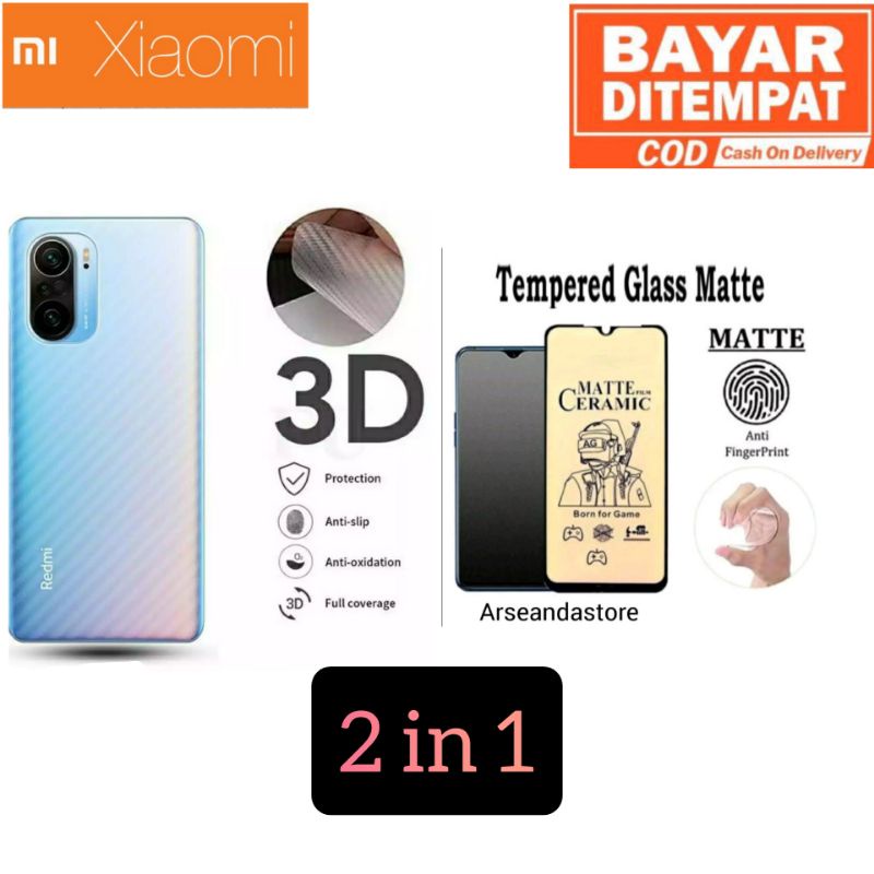 POCO F3 2 IN 1 TEMPERED GLASS MATE CERAMICS FLIM ANTI PECAH (by TA)