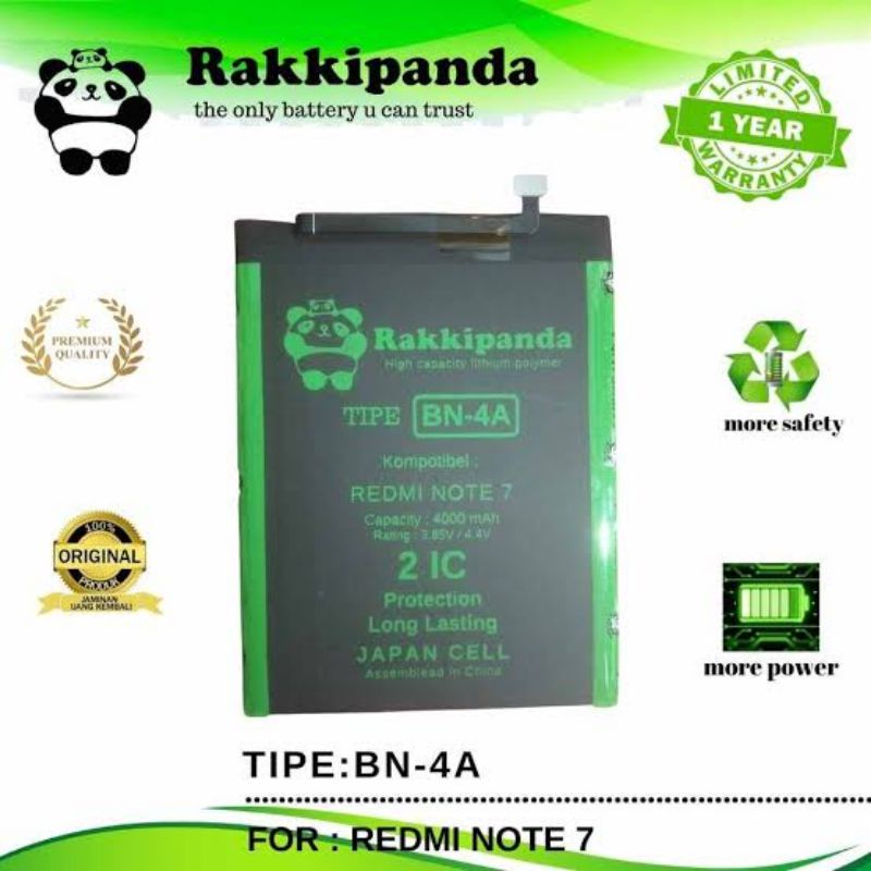 [Rakki-Panda BN-4A]Battery Xiaomi Redmi Note 7/ Note 7 Pro/ BN4A/ BN-4A Double Power Long Lasting