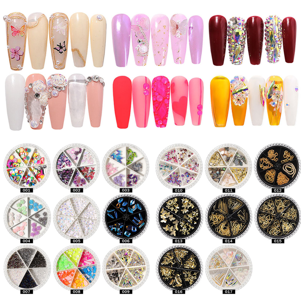 MXBEAUTY DIY Nail Art Decoration Shell Flakes Manicure Butterfly Nail Sequins 3D Glitter Laser AB Drill Shaped Rivets Shiny Nail Rhinestones