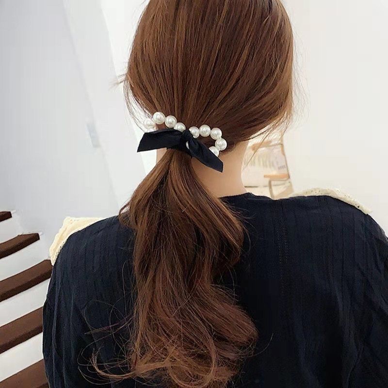 Delunashop_Acc Ikat Rambut Wanita Mutiara Motif Pita Gay Korea Import