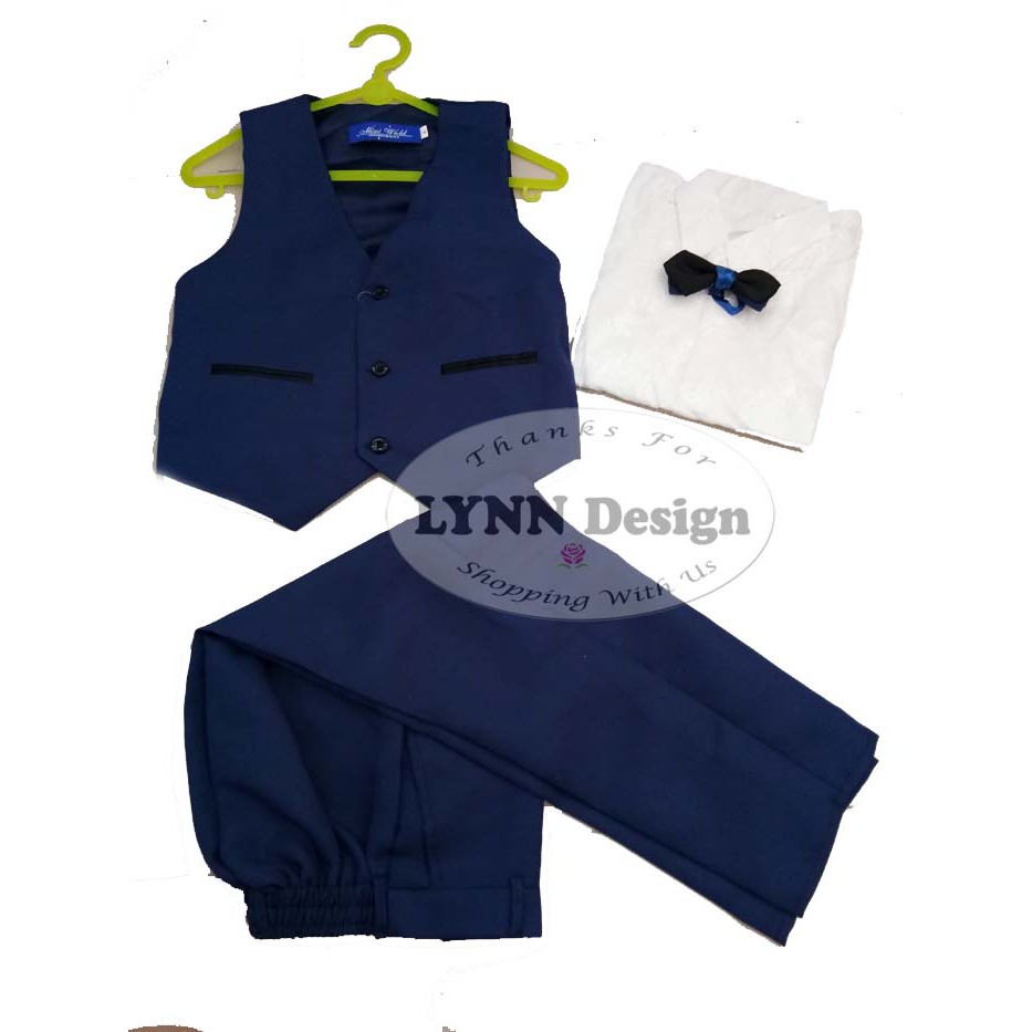 2- 10 th PREMIUM Setelan jas anak pesta 4 in 1 NAVY BIRU rompi