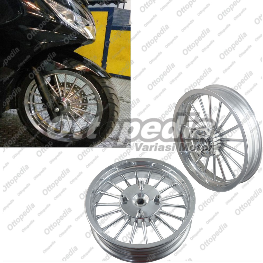 Power Velg Pelek Racing Tapak Lebar PCX 150 cc Palang 18 Chrome Ring 14 250/350