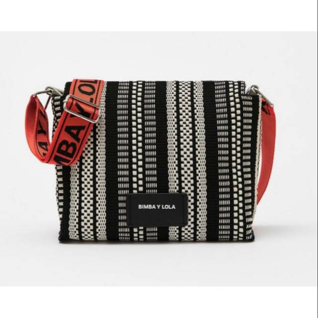 Bimba y Lola Medium Plaited Crossbody Bag  Black strap Orens Ready