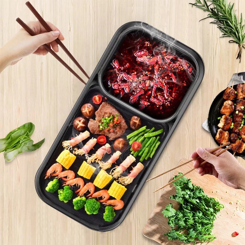 Panggang 2 In 1 Shabu Electric Grill Elektrik Panci Suki Hotpot Kuah Panggangan Griller