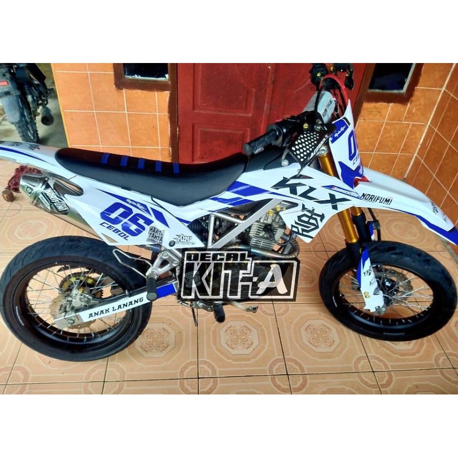 Decal Stiker Klx Bf 150 Dekal Striping Sticker New Klx Bf Extreme Dekal Klx 150 G Putih Biru