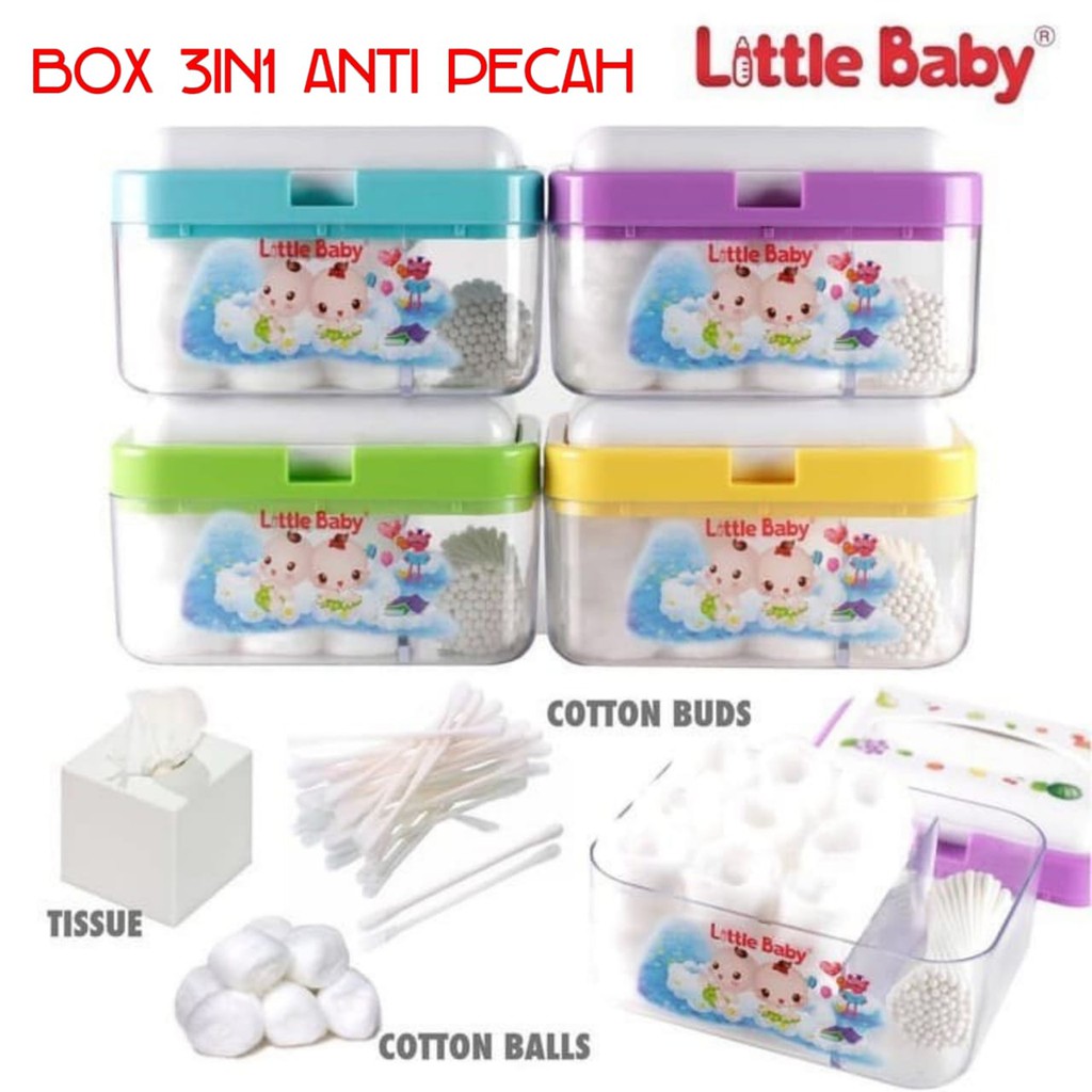 Little Baby Box 3in1 Tempat bedak kapas bayi