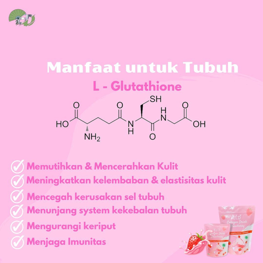 ELD Collagen Drink Strawberry / Supplemen Perawatan Kecantikan Minuman Diet Detoks Pelangsing dan Pemutih Kulit Tubuh