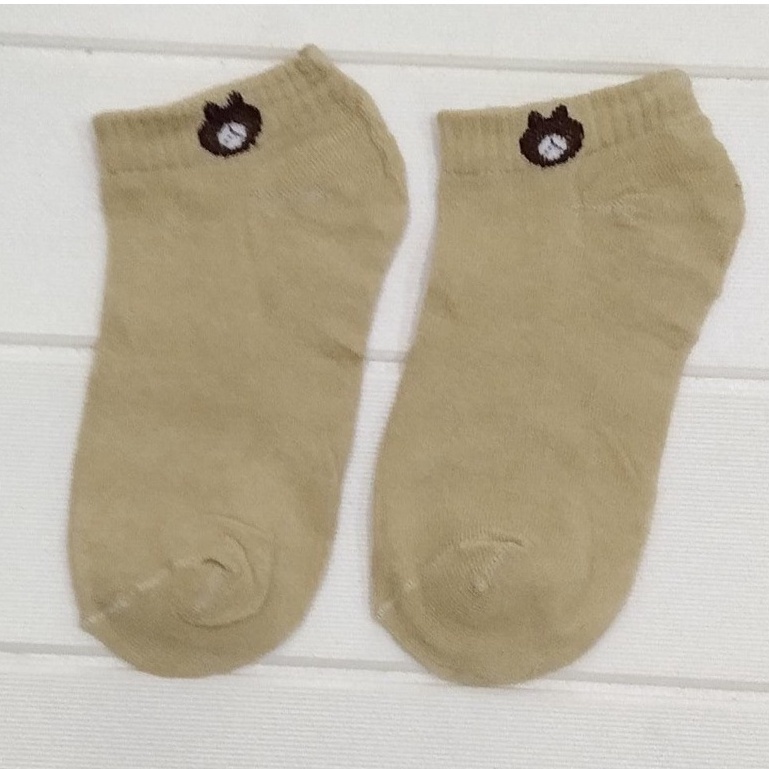 ⭐ JKTMART ⭐ Kaos Kaki Fashion Unisex Motif Beruang Wanita Pria Murah Import R109 KK010-BERUANG KHAKI