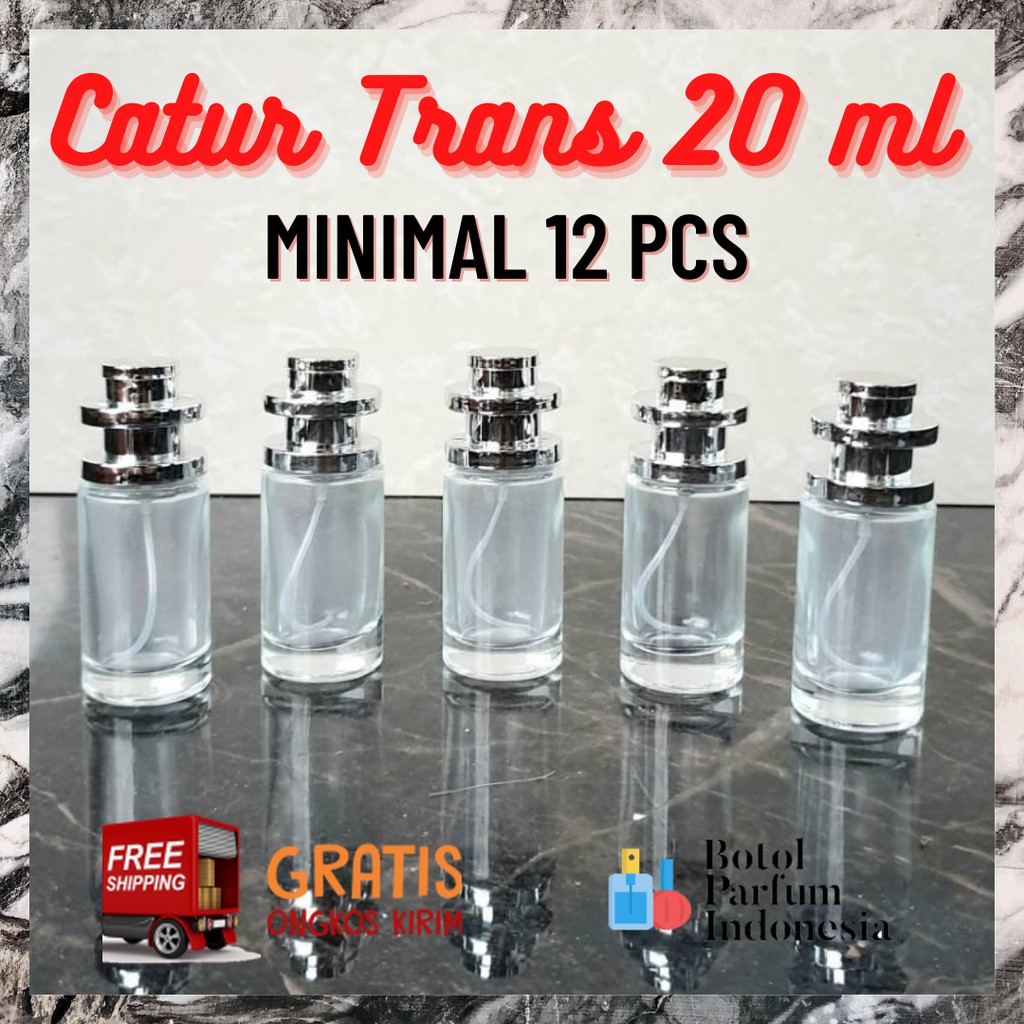 BOTOL PARFUM KOSONG SPRAY KACA 20 ML (CATUR TRANSPARAN 20 ML)