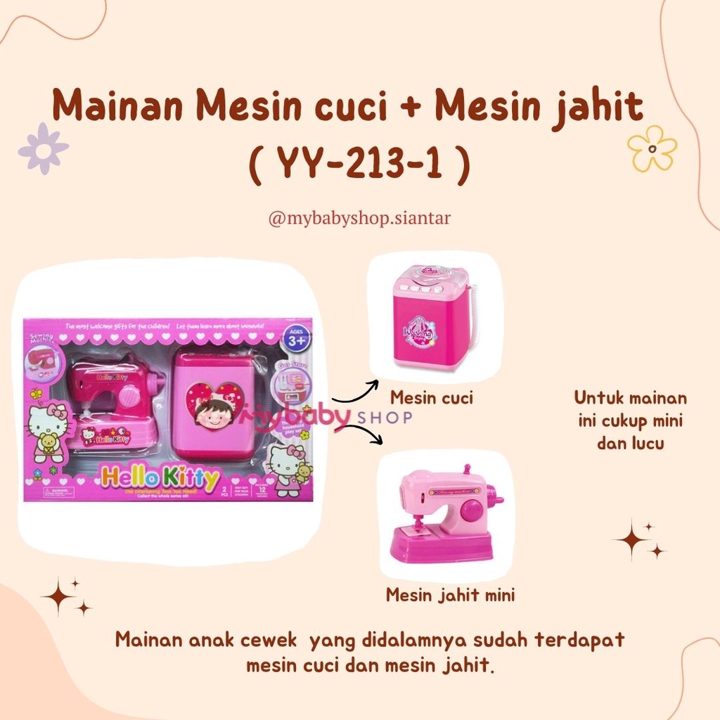 Mainan Cewek Sewing+Wash/Iron (mesin cuci+mesin jahit) - Mainan mesin cuci mini - Mainan mesin jahit